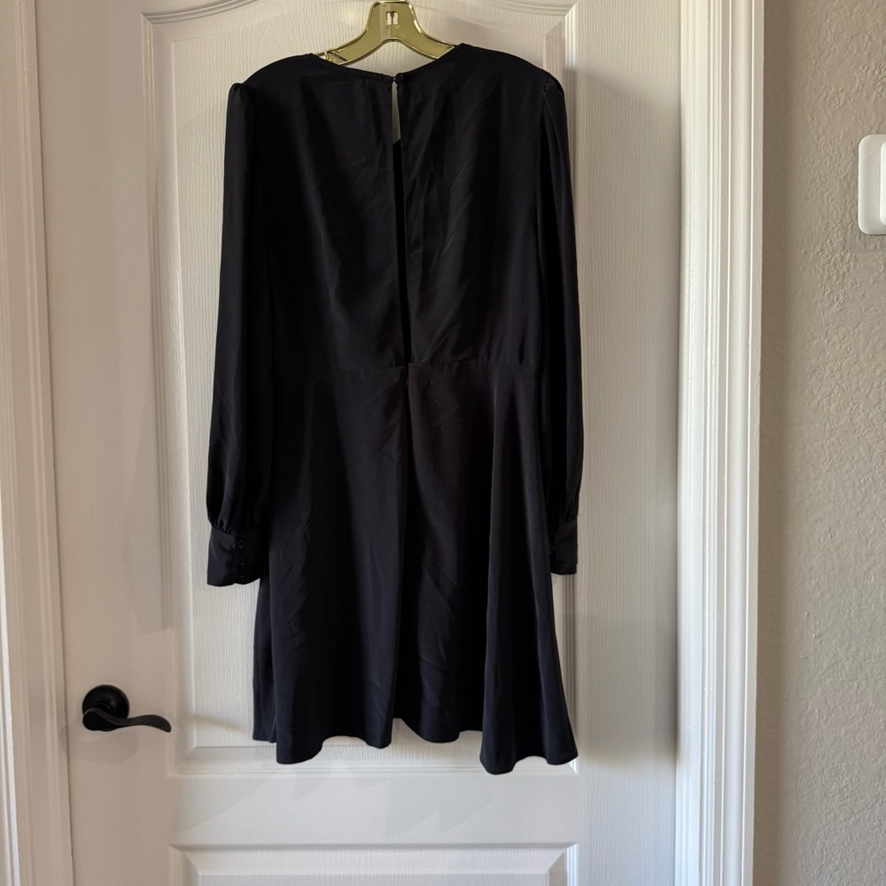 Topshop Black Long Sleeve Mini Dress with Twist Front Size 10 - Picture 6 of 11